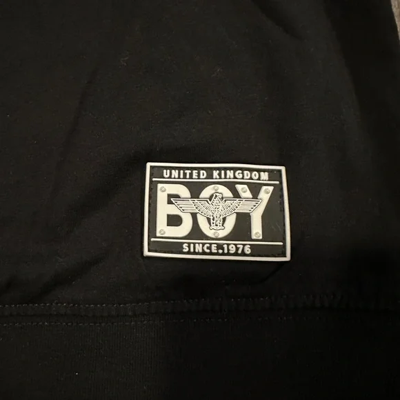 Boy London Black Short-Sleeve Hoodie – Silver Eagle Size: 7-8 Boys - Picture 4 of 5